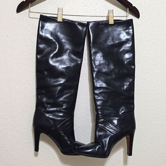 Made in Italy custom knee high leather Boots size 37 - Picture 1 of 11